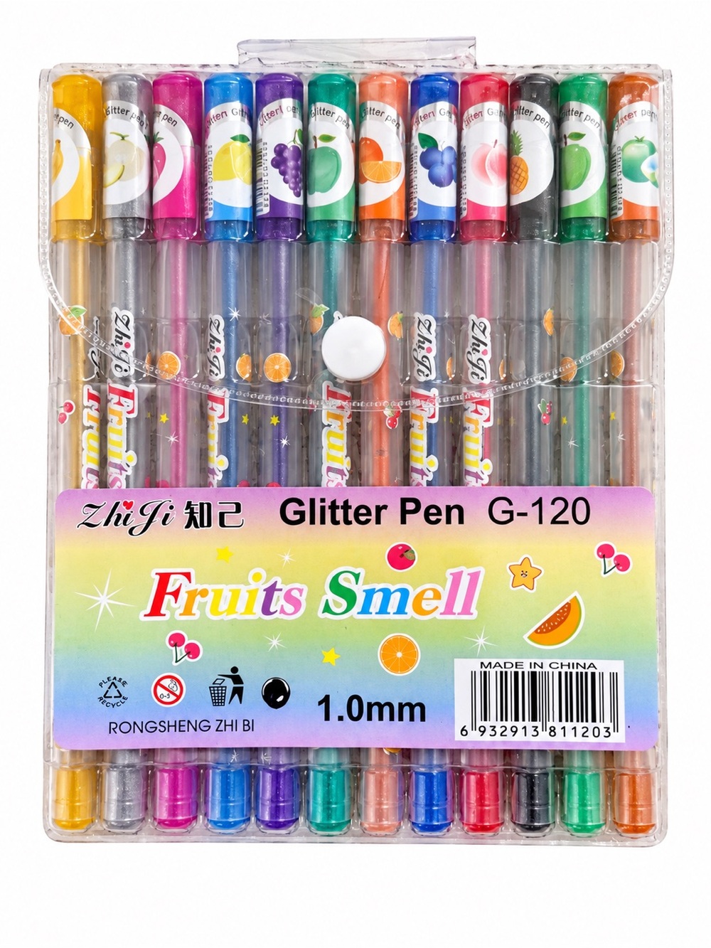 12pc Fruit Scented Glitter Gel Pens 1.0mm Colorful NEW